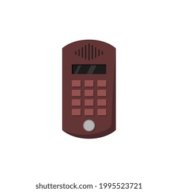 Outdoor door intercom with microphone and bell buttons with numbers. System of technology security equipment in house for safety. Vector illustration isolated on white.