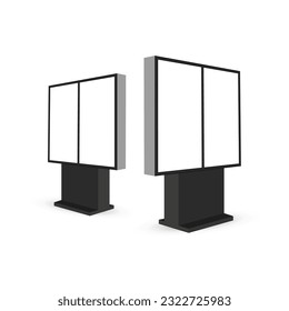 Outdoor Dual Screen Digital Signages, Side View, Isolated. Vector Illustration