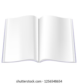 Outdoor Empty Magazine Spread With White Blank Journal Pages. This Design Graphic Element Is Saved As A Vector Illustration In The EPS File Format 