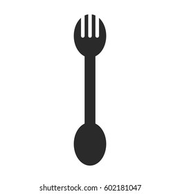 outdoor equipment: fork and spoon in 1 - device for camping or hiking picnic. flat style. vector eps-10