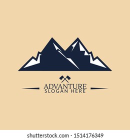 Outdoor equipment template logo vector with mountain silhouette