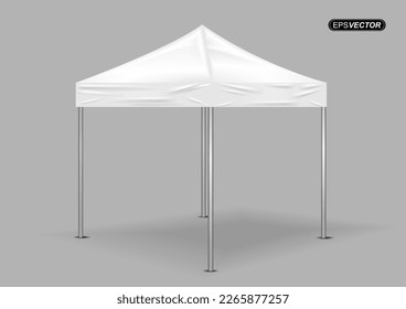 Outdoor event promotion advertisement vector illustration, mobile tent canopy trade. Mock ups, templates. Illustration on a gray background. Ready for your design. Product advertising.