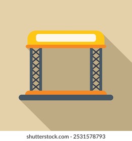 Cabine de promoção de eventos ao ar livre com banner branco vazio para marca e publicidade, isolado em um fundo bege com uma sombra longa