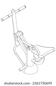 Outdoor exercise equipment, outdoor sports ground. Gym horse rider. Equipment for urban outdoor fitness. Vector illustration.