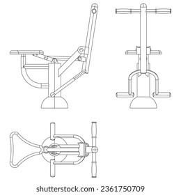 Outdoor exercise equipment, outdoor sports ground. Gym horse rider. Equipment for urban outdoor fitness. Vector illustration.