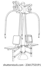 Outdoor exercise equipment, outdoor sports ground. Push Chair. Equipment for urban outdoor fitness. Vector illustration.