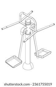 Outdoor exercise equipment, outdoor sports ground. Surf board. Equipment for urban outdoor fitness. Vector illustration.