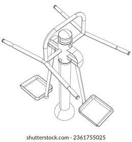 Outdoor exercise equipment, outdoor sports ground. Surf board. Equipment for urban outdoor fitness. Vector illustration.