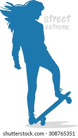 outdoor extreme girl with skateboard silhouette