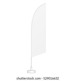 Outdoor Feather Blade Straight Flag, Shark Fin, Stander Advertising Banner Shield. Illustration Isolated On White Background. Mock Up Template Ready For Your Design. Product Advertising. Vector EPS10