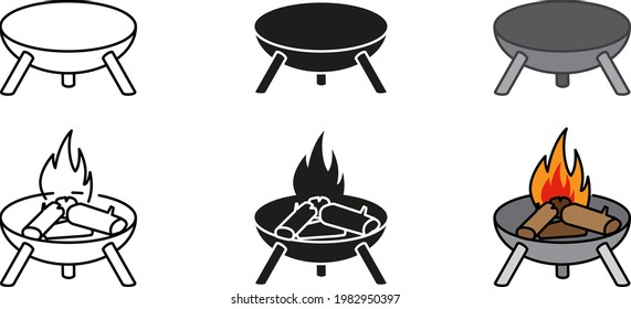 Outdoor Fire Pit Icon , Vector