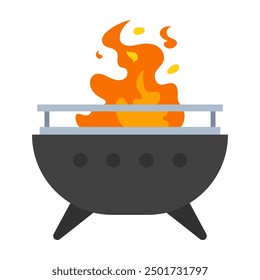 Outdoor fire place vector cartoon illustration isolated on a white background.