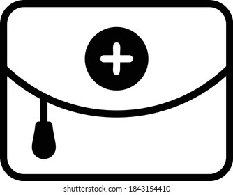 Outdoor First aid leather Pouch Concept, Medical Kits For Wilderness Environments Vector Glyph Icon Design, Extreme Sports Gear Kit on White background,