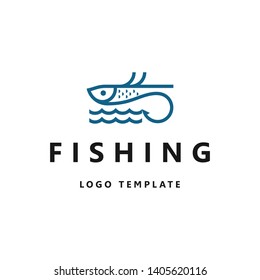 outdoor Fishing minimalist logo template