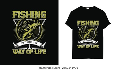 Outdoor fishing t-shirt design template