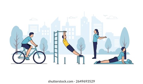 Outdoor fitness activities for healthy lifestyles in urban environments promoting physical wellness and active living among city residents