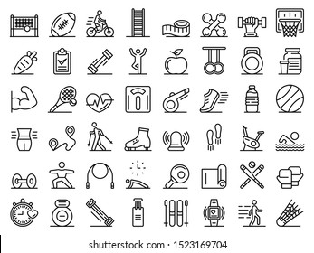 Outdoor Fitness Icons Set. Outline Set Of Outdoor Fitness Vector Icons For Web Design Isolated On White Background