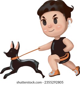 Outdoor Fitness - Running Man with the dog