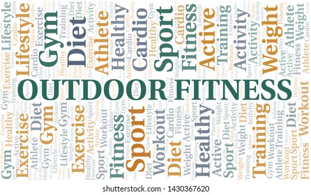 Outdoor Fitness word cloud. Wordcloud made with text only.