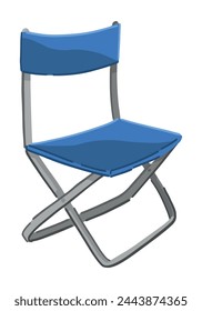 Outdoor folding chair doodle. Clipart of camping equipment, travel attribute. Cartoon vector illustration isolated on white.