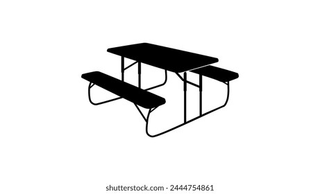 Outdoor Folding Picnic Table, black isolated silhouette