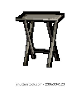 vector retro de arte de píxel de juego de mesa plegable al aire libre. tabla plegable al aire libre de bits. ilustración vintage antigua