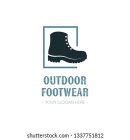 Outdoor footwear logo template design with single boot