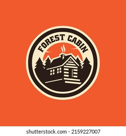 Outdoor Forest Cabin Emblem Ready Made Logo Vector Isolated