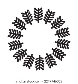 Outdoor forest vector frame. Scandi block print woodland border.