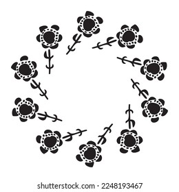 Outdoor forest vector frame. Scandi block print woodland border.