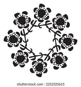 Outdoor forest vector frame. Scandi block print woodland border.
