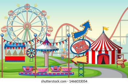 An outdoor funfair scene illustration