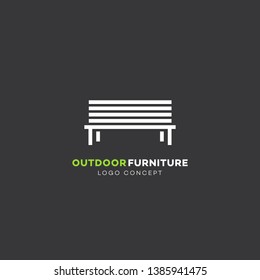 Outdoor furniture logo design template with simple bench. Vector illustration.