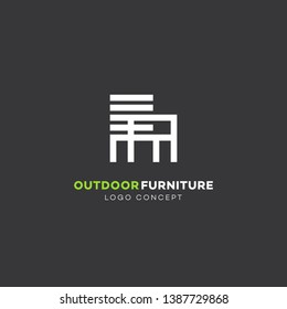 Outdoor Furniture Logo Design Template With Chair. Vector Illustration.