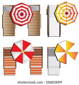 Outdoor furniture , sunbeds set top view set 9 for landscape design , vector illustration