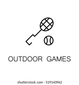 Outdoor game flat icon. Single high quality outline symbol of camping for web design or mobile app. Thin line signs of outdoor game  for design logo, visit card, etc. Outline pictogram of outdoor game