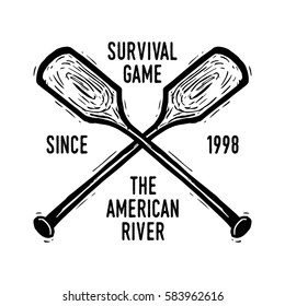 Outdoor game logo and badge vector illustration with doodle and handdrawn style.