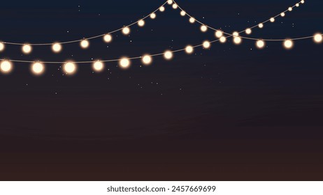 an outdoor garland with glow yellow lamps