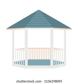 Outdoor gazebo for backyard semi flat color vector object. Full sized item on white. Elegant pavilion. Garden house simple cartoon style illustration for web graphic design and animation