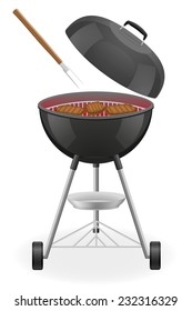 outdoor grill for a barbecue with grilled steak vector illustration isolated on white background