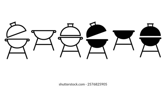 outdoor grill bbq icon vector design black white color simple illustration collection isolated