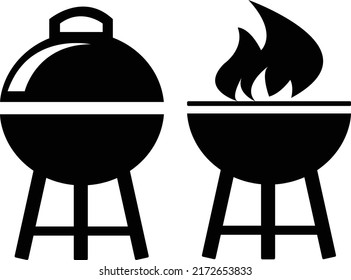 Outdoor grill vector icon illustration. Simple grill icon.