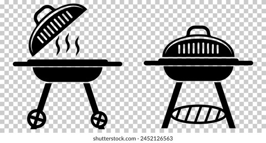 Iconos vectoriales de parrilla al aire libre aislados sobre fondo transparente
