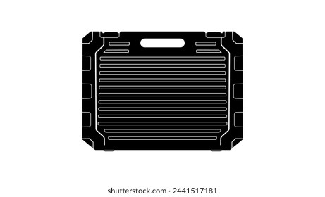 Outdoor hand tool box, black isolated silhouette