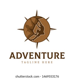 Outdoor hikers vector logo template