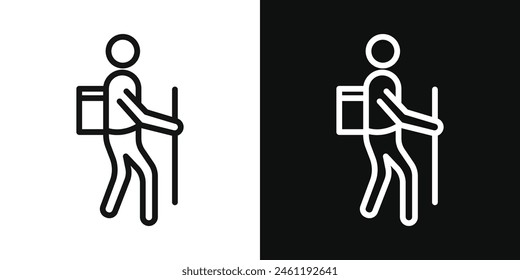 Outdoor Hiking Icon Set. Trekker and Mountain Trail Vector Symbol.