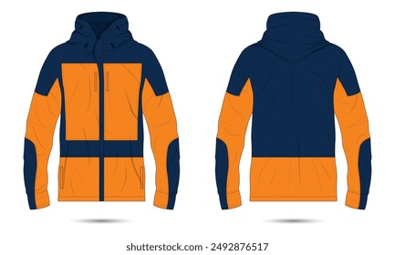 Outdoor hiking jacket illustration mockup front and back view