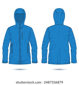 Outdoor hiking jacket mockup front and back view