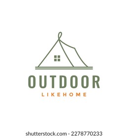 outdoor holiday camp tent relax nature minimal logo design vector
