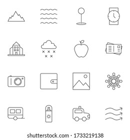 Outdoor, holiday, travel icon set. Simple outdoor, trip icon sign concept. vector illustration. 